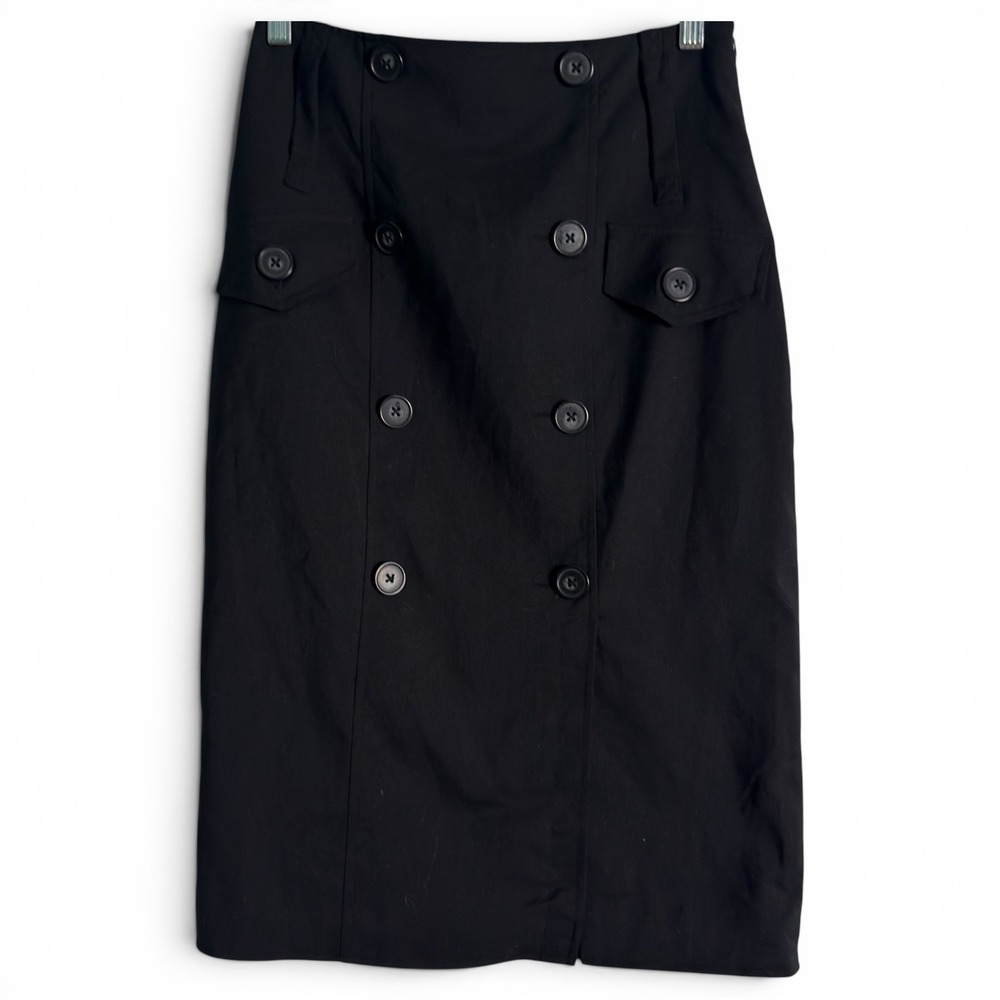 Worthington‎ Pencil Skirt Black Women Size 6 Military Trench Career Knee Length